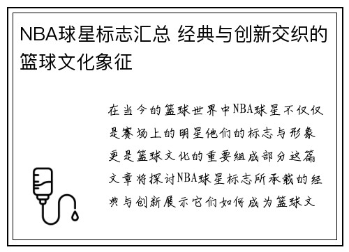 NBA球星标志汇总 经典与创新交织的篮球文化象征